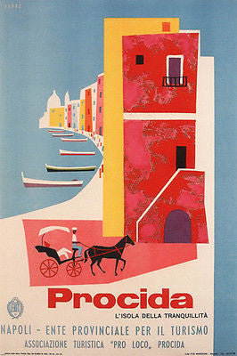 Procida VINTAGE TRAVEL POSTER MARIO PUPPO ITALY 1954 24X36 hot collectors!