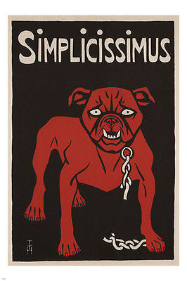 simplicissimus VINTAGE POSTER edmund edel GERMANY 1900 24X36 canine power
