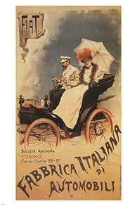 VINTAGE FIAT automobiles poster 1899 old fashioned style ITALIAN 24X36 RARE