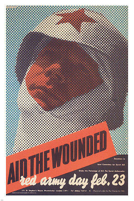 aid the wounded  RED ARMY DAY VINTAGE POSTER F H K Henrion UK 1942 24X36
