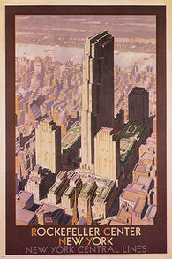 ROCKEFELLER CENTER NEW YORK vintage travel poster L RAGAN US 1936 24X36 RARE
