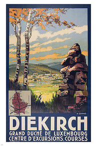 DIEKIRCH LUXEMBOURG vintage travel poster 24X36 EXCURSIONS picturesque NEW
