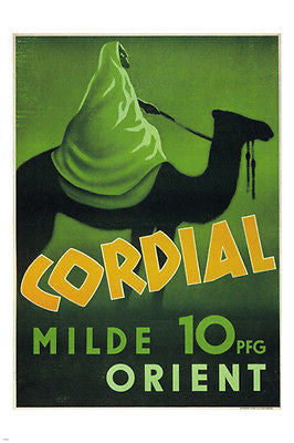 CORDIAL vintage travel POSTER Germany 1950 24X36 TURBAN CAMEL orient