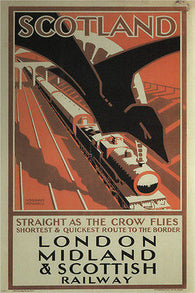 SCOTLAND-STRAIGHT AS THE CROW FLIES vintage ad poster N HOWARD uk 1924 24X36