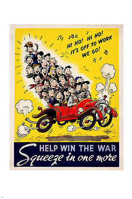 DR. SEUSS war propaganda poster CONSERVE OIL/FUEL animated amusing 24X36