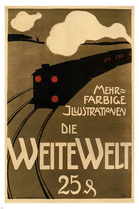 DIE WEITE WELT vintage ad poster EDMUND EDEL GERMANY 1900 24X36 classic art