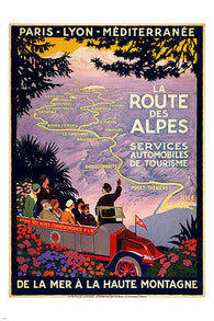 The French Alpine Road VINTAGE TRAVEL POSTER 24X36 Colorful Route PRIZED HOT