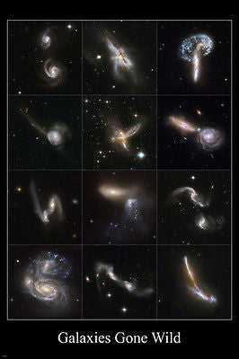 galaxies gone wild HUBBLE SPACE IMAGE poster 24X36 dramatic collisions RARE!