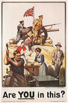 Are YOU in this VINTAGE WAR POSTER united kingdom 1915 24x36 RARE PRIZED