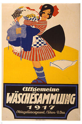 Wäschesammlung 1917 VINTAGE GERMAN Advertising Poster 24X36 FIRST RATE NEW
