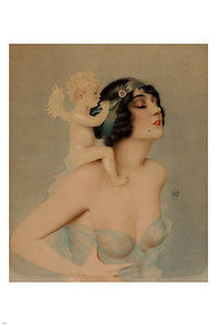 ZIEGFELD girl with angel POSTER 24X36 Reclining Nude ivory skin COLLECTORS