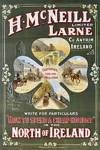 VINTAGE NORTH OF IRELAND TRAVEL POSTER beautiful country larne design 24X36