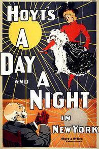 A DAY & A NIGHT IN NEW YORK 1898 vintage art poster 24X36 dancing DECORATIVE