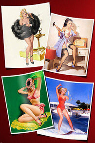 GLAMOROUS PIN-UP WITH 4 GIRLS POSTER sexy playful coquetitish 24X36