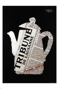 tribune newspaper VINTAGE AD POSTER h leupin SWITZERLAND 1955 24X36 art gem
