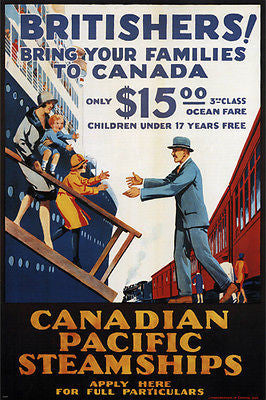 BRITISHERS... bring your families to CANADA vintage ad poster 1929 24X36 NEW