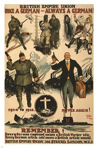 WWI WAR POSTER british empire union VINTAGE COLLECTORS once a german 24X36