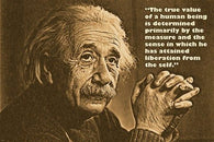 EINSTEIN sepia photo quote poster LIBERATION FROM THE SELF philosophy 24X36