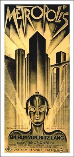 Metropolis VINTAGE MOVIE POSTER 17X36 Futuristic Eerie FILM GEM cult