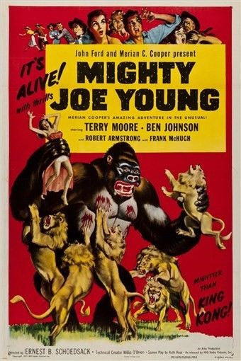vintage movie poster MIGHTY JOE YOUNG fantasy ANIMALS terry moore 24X36 RARE