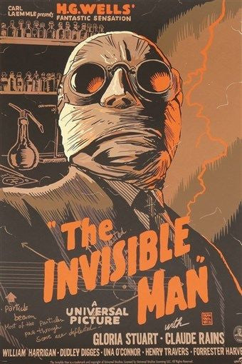 HG WELLS' THE INVISIBLE MAN vintage movie poster DRAMA MYSTERY cult 24X36