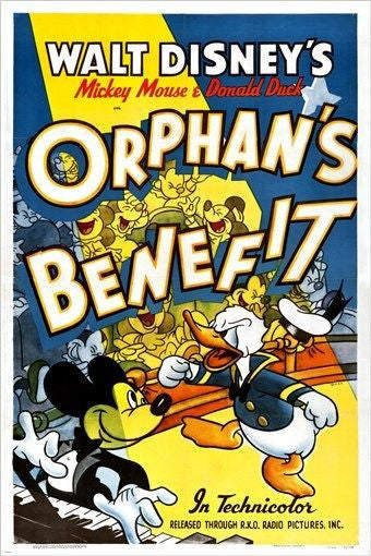 mickey mouse and DONALD DUCK vintage MOVIE POSTER cartoon KID FRIENDLY 24X36