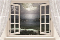 full moon over the ocean WINDOW POSTER spiritual night SYMBOLIC 24X36 new