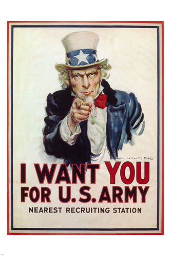 I WANT YOU FOR US ARMY vintage ad poster JAMES M. FLAGG U.S.A 1917 24X36 NEW