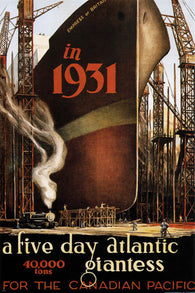 a Five-day Atlantic Giantess vintage Ad poster Canada 1930 24X36 BOAT CRUISE