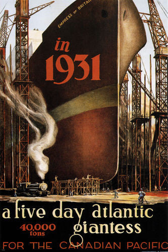 a Five-day Atlantic Giantess vintage Ad poster Canada 1930 24X36 BOAT CRUISE