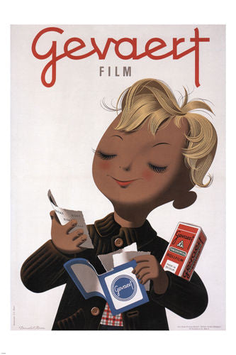 GEVAERT FILM vintage ad poster Donald Brun Belgium 1947 24X36 rare ANIMATED