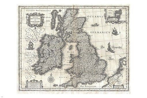 BLAEU MAP OF THE BRITISH ISLES map poster GEOGRAPHICUS 1631 detailed 24X36