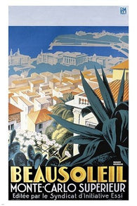 MONTE-CARLO vintage travel poster TOURISM superior vacation spot BOLD 24X36