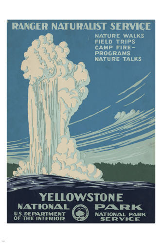 YELLOWSTONE national park VINTAGE TRAVEL POSTER 24X36 giant GEYSER Hot New - QW0