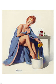 pin-up w/ THERMOMETER taking FOOT BATH poster 24X36 sullen REDHEAD SENSUAL