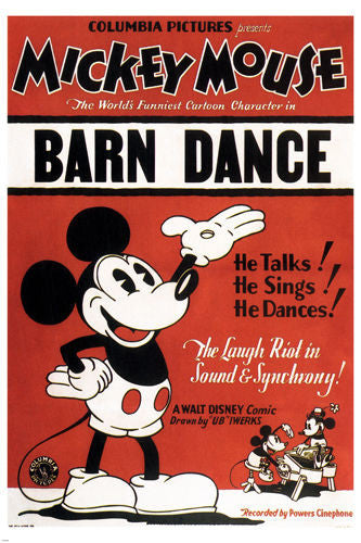 Walt Disney's The barn dance MOVIE POSTER by Ub Iwerks 1929 24X36 CARTOON