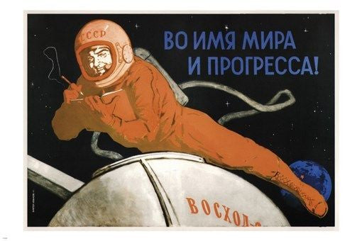 PEACE & PROGRESS vintage propaganda poster by Ivanov Soviet Union '65 24X36