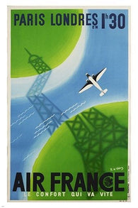 PARIS to LONDON french airline VINTAGE TRAVEL POSTER eiffel tower 24X36 HOT