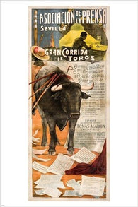 vintage spanish ad poster CORRIDAS DE TOROS 1911 unique RARE BULL FIGHT new