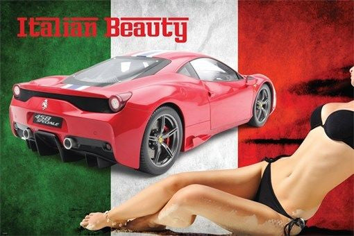 ITALIAN BEAUTY - FERRARI racing car poster STYLISH SEXY fast machine 24X36