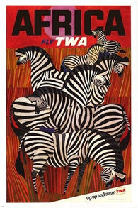africa twa VINTAGE AD POSTER david klein STRIPES ZEBRAS collectors 24X36 HOT