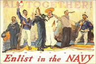 ALL TOGETHER! enlist in the NAVY recruitment poster PATRIOTIC military 24X36