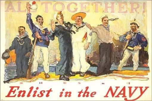 ALL TOGETHER! enlist in the NAVY recruitment poster PATRIOTIC military 24X36