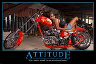 SEXY MOTORCYCLE AND BABE photo poster RACY shiny chrome ADULT THEME 24X36