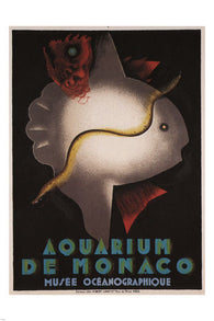 AQUARIUM OF MONACO oceanographic museum VINTAGE POSTER j carlu FRANCE 24x36