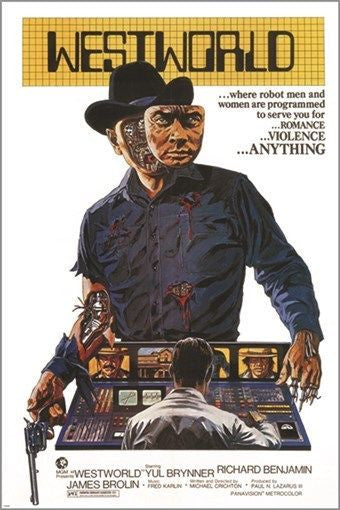 WESTWORLD vintage movie poster ROMANCE VIOLENCE western 24X36 YUL BRYNNER