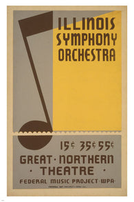 ILLINOIS SYMPHONY ORCHESTRA 1937 vintage poster 24X36 BASS CLEF classic