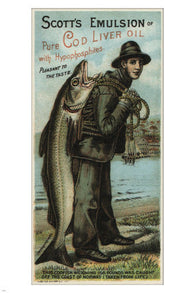 SCOTT'S EMULSION vintage ad poster AUGUST GAST US 1880 24X36 prized UNIQUE