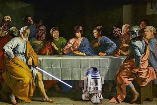 STAR WARS LAST SUPPER art poster FUNNY ICONIC R2D2 collectors valuable 24X36