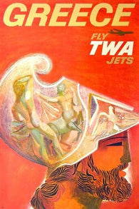 FLY TWA JETS to GREECE vintage travel poster COLLECTORS AIRLINE 24X36 new